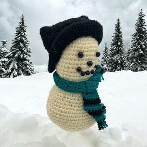 Vintage Handmade Crochet Snowman Figurine Christmas Winter Decor Made By Denise